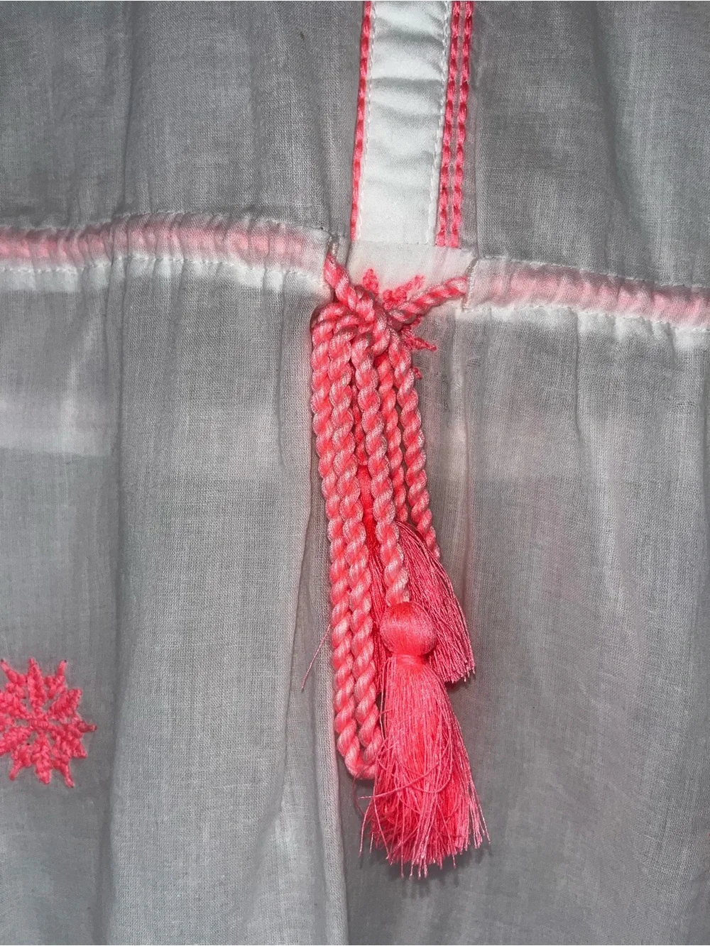 Accessorize White Tunic with Neon Coral Embroidery